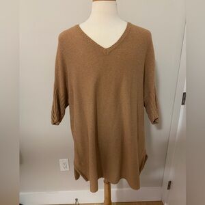 Cozy V-Neck Knit Tunic in Camel
